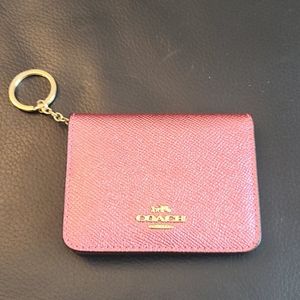Coach Bi-Fold Metallic ID Wallet with Keychain